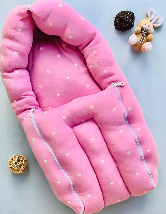 Baby Cotton Carrier Nest / sleeping bag, pink daisy ( Newborn - 6 Months)